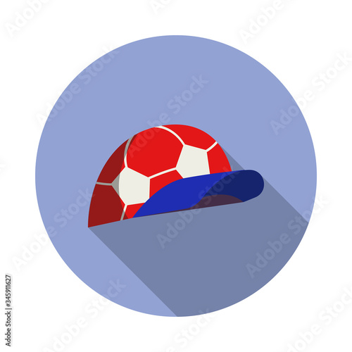 fan cap with a ball long shadow icon. Simple color vector of Russian fan atributs icons for ui and ux, website or mobile application