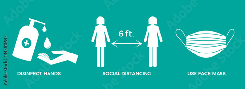 Coronavirus prevention icons. Protect yourseff and others from COVID-19 vector illustration