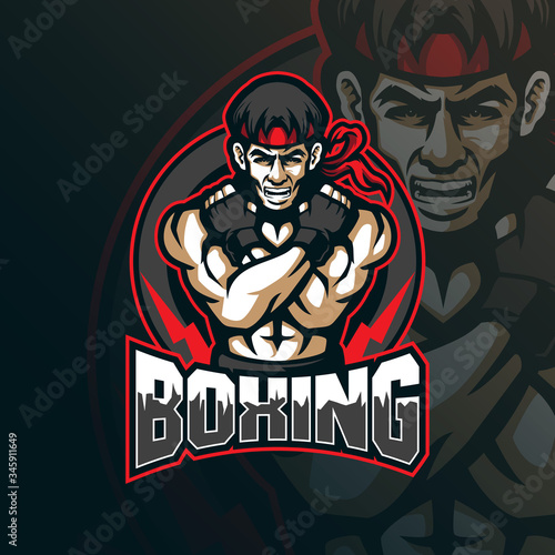 boxing mascot logo design vector with modern illustration concept style for badge, emblem and tshirt printing. boxing illustration for sport team.