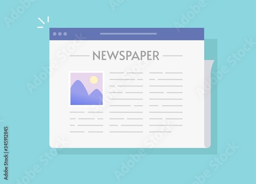 Newspaper online vector icon or digital electronic news paper text article as website internet daily press magazine page folded vector flat cartoon illustration isolated, journal media concept