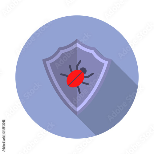 shield from viruses long shadow icon. Simple color vector of virus and antivirus icons for ui and ux, website or mobile application