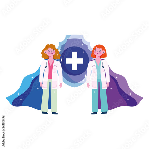 thanks you doctors, physician women with superhero character