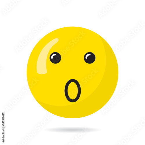 Surprised Happy Face with Amazed or Shocked Round Mouth Circle Template for Your Purpose - Black and Yellow on White Background - Flat Graphic Design