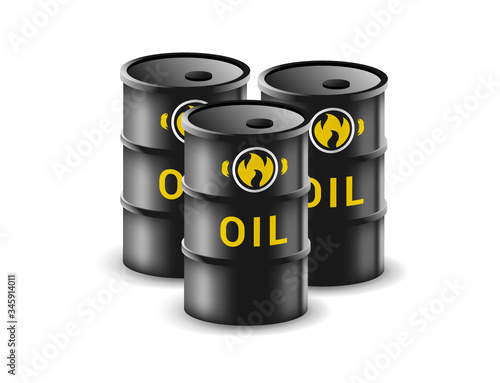 Oil barrel isolated on white background. Canister for gasoline vector illustration in realistic style. Fuel storage
