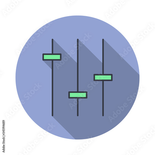audio mixer long shadow icon. Simple color vector of web icons for ui and ux, website or mobile application