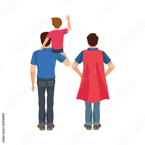 dear fathers with hero cloaks and son