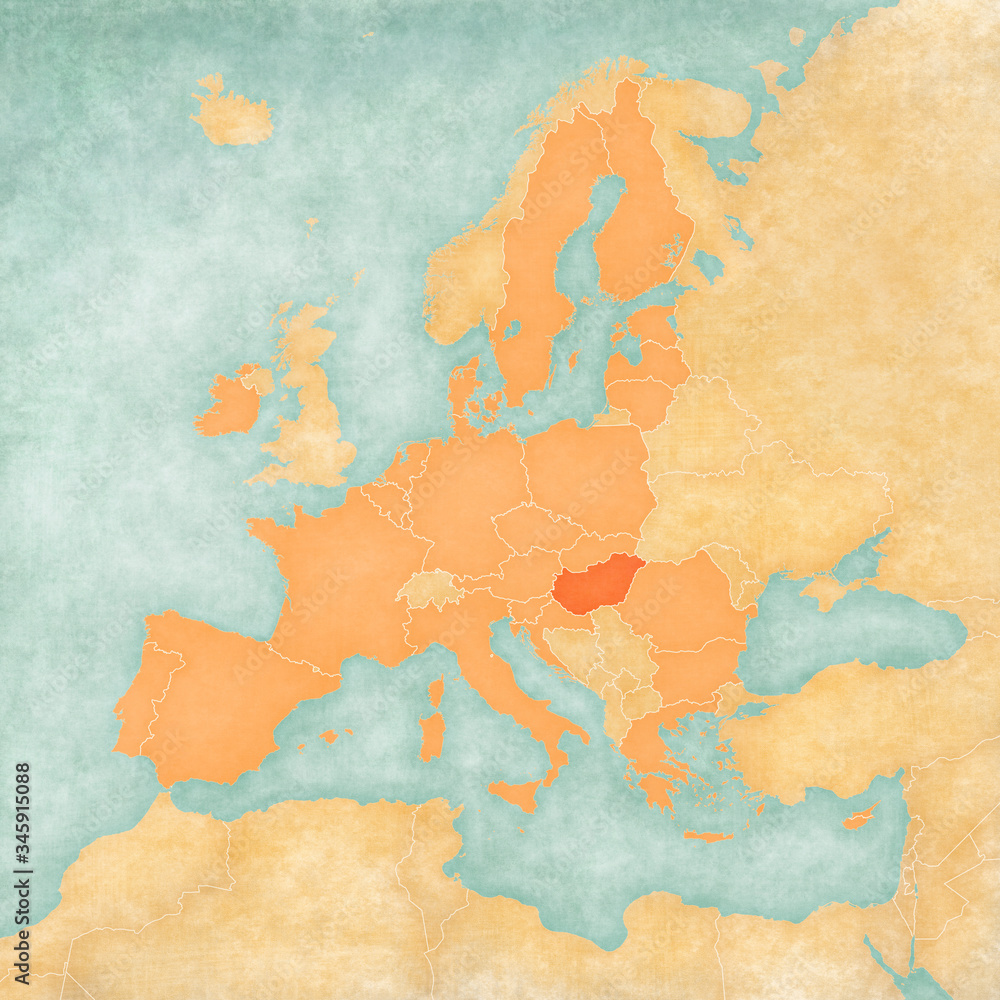 Map of European Union - Hungary