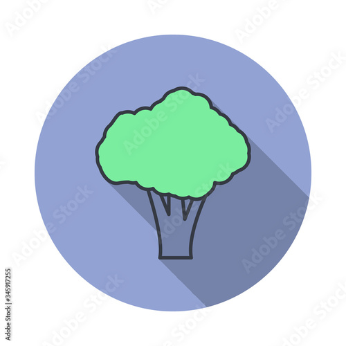 broccoli long shadow icon. Simple color vector of web icons for ui and ux, website or mobile application
