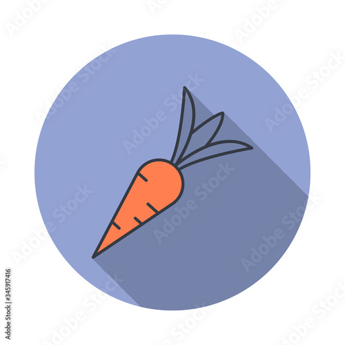 carrot long shadow icon. Simple color vector of web icons for ui and ux, website or mobile application