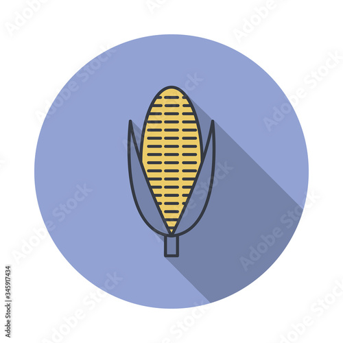 corn long shadow icon. Simple color vector of web icons for ui and ux, website or mobile application