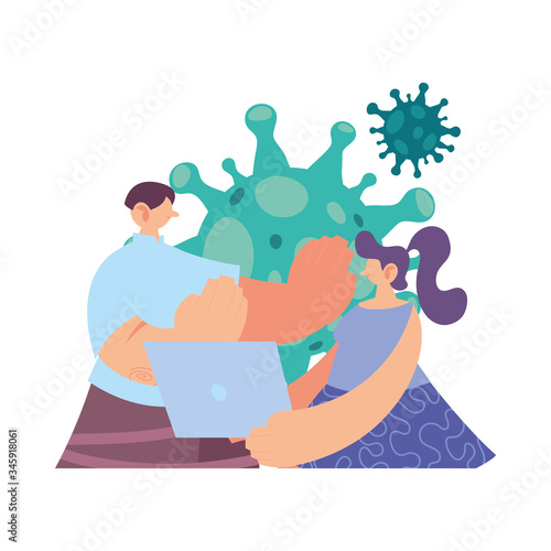 couple disabling workplace by coronavirus