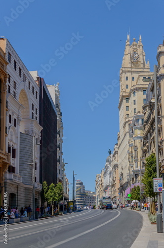 Gran Via Practically Deserted In Madrid. June 15, 2019. Madrid. Spain. Travel Tourism Holidays