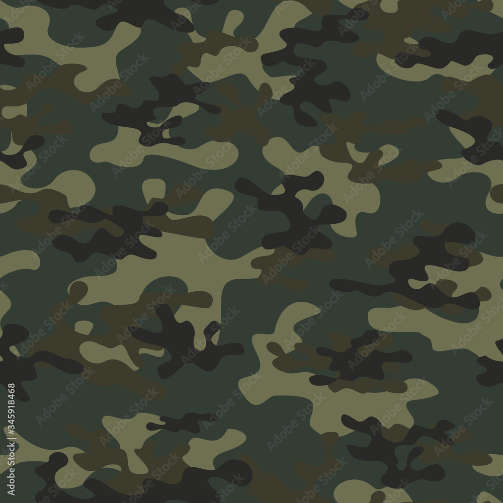 Fototapeta premium Green military pattern seamless background army texture vector illustration. Forest background.