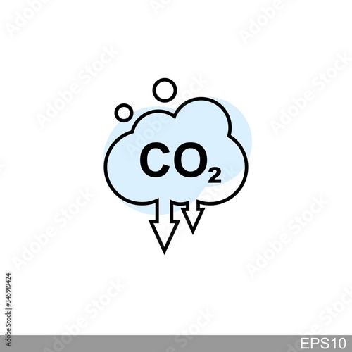 co2, carbon dioxide emissions icon on white background.vector illustration