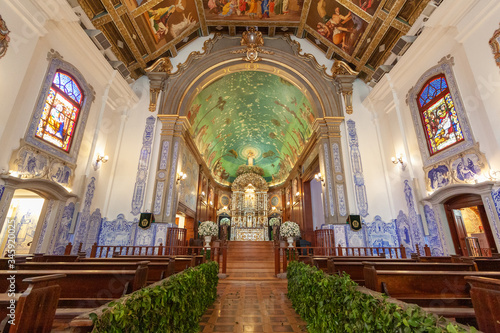 Interior of Our Lady of Brazil Church located in Nossa Senhora do Brasil Square on the corner of Brazil Avenue with Columbia street  in the western zone of Sao Paulo