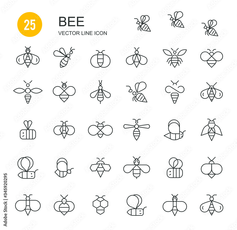 Bee and honey icons set Bee and honey icons set