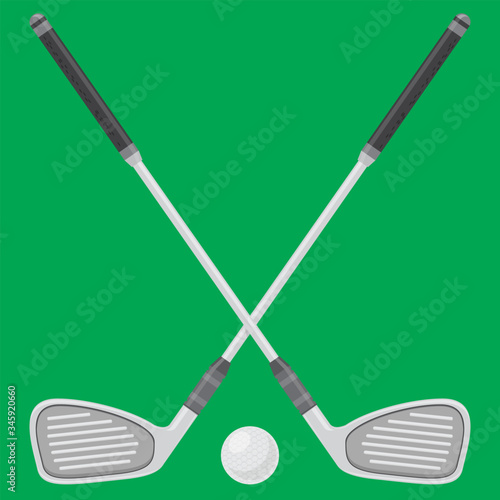 Golf Ball and Sticks Isolated on Green Background