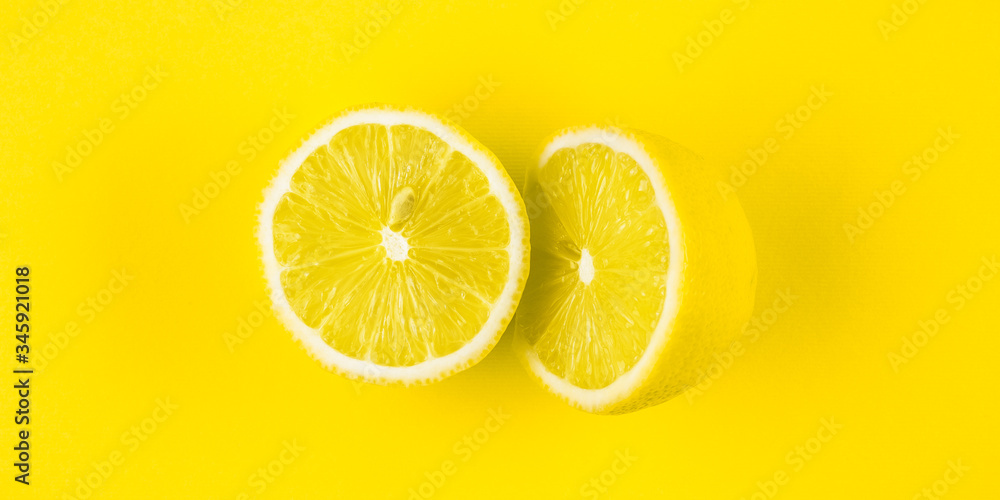 Minimal Photo Yellow Lemon on Yellow Background