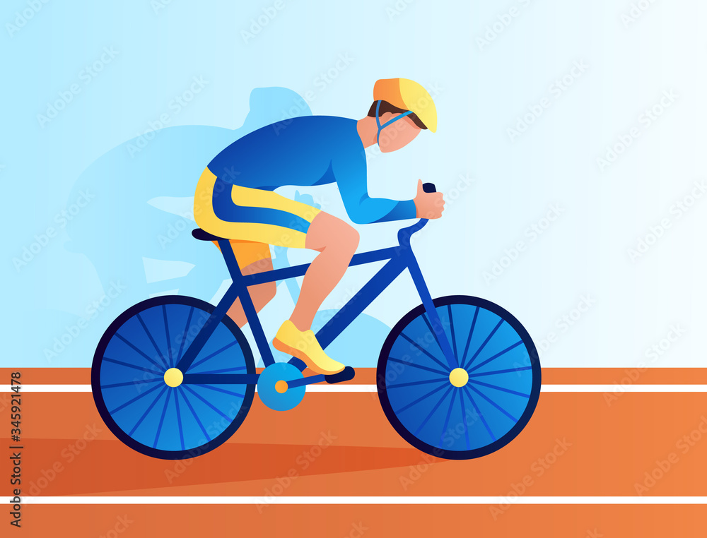 a man rides a Bicycle on the track in full equipment. Competition, championship, victory. Cycling in the city, recreation, transport. Vector illustration. a man rides a Bicycle on the track in full equipment. Competition, championship, victory. Cycling in the city, recreation, transport. Vector illustration.