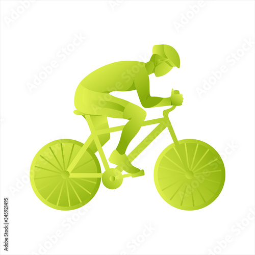 a man rides a Bicycle on the track in full equipment.  Competition, championship, victory. Cycling in the city, recreation, transport. Vector illustration.