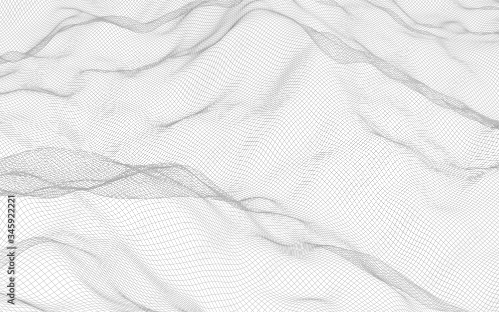 Abstract landscape on a white background. Cyberspace grid. hi tech network. 3d illustration Abstract landscape on a white background. Cyberspace grid. hi tech network. 3d illustration