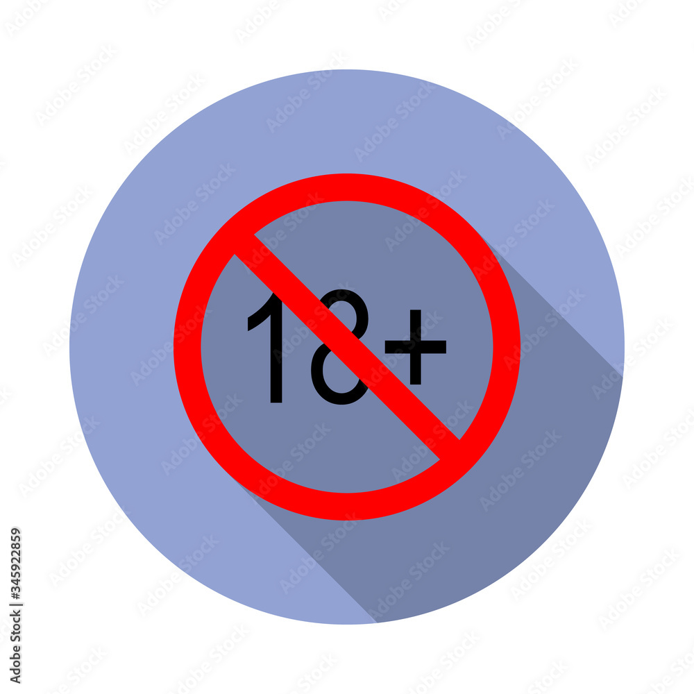 forbidden over 18 years age long shadow icon. Simple color vector of ban icons for ui and ux, website or mobile application forbidden over 18 years age long shadow icon. Simple color vector of ban icons for ui and ux, website or mobile application