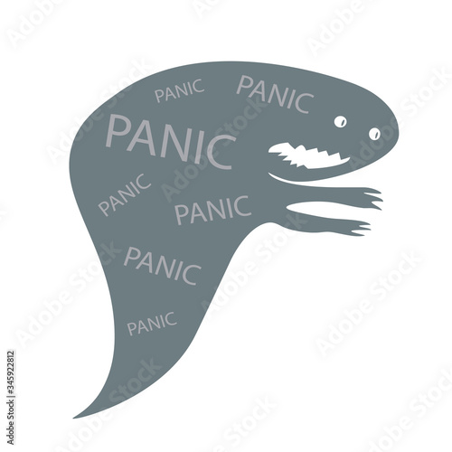 Panic monster flat concept vector illustration. Creepy ghost, evil demon 2D cartoon characters for web design. Panic attack representation creative idea. Mental disorder, haunting psychosis