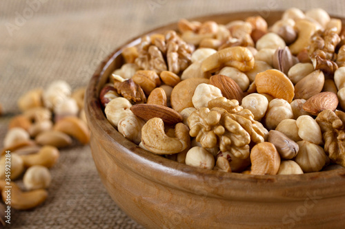 Cashews, pistachios, almonds, walnuts, hazelnuts. Mixed nuts.