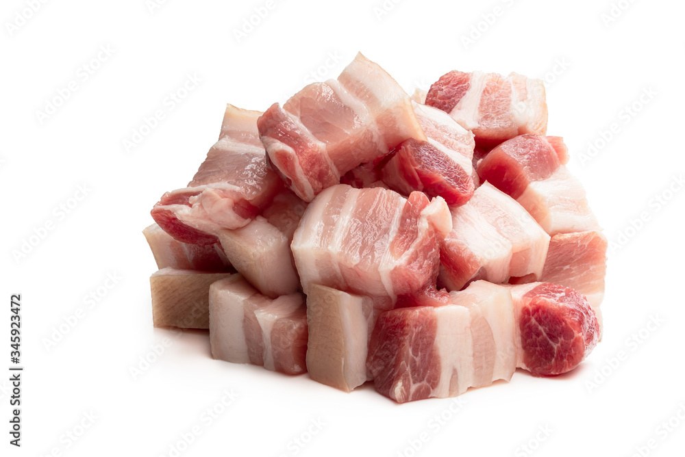 Belly pork pieces isolated on white Belly pork pieces isolated on white