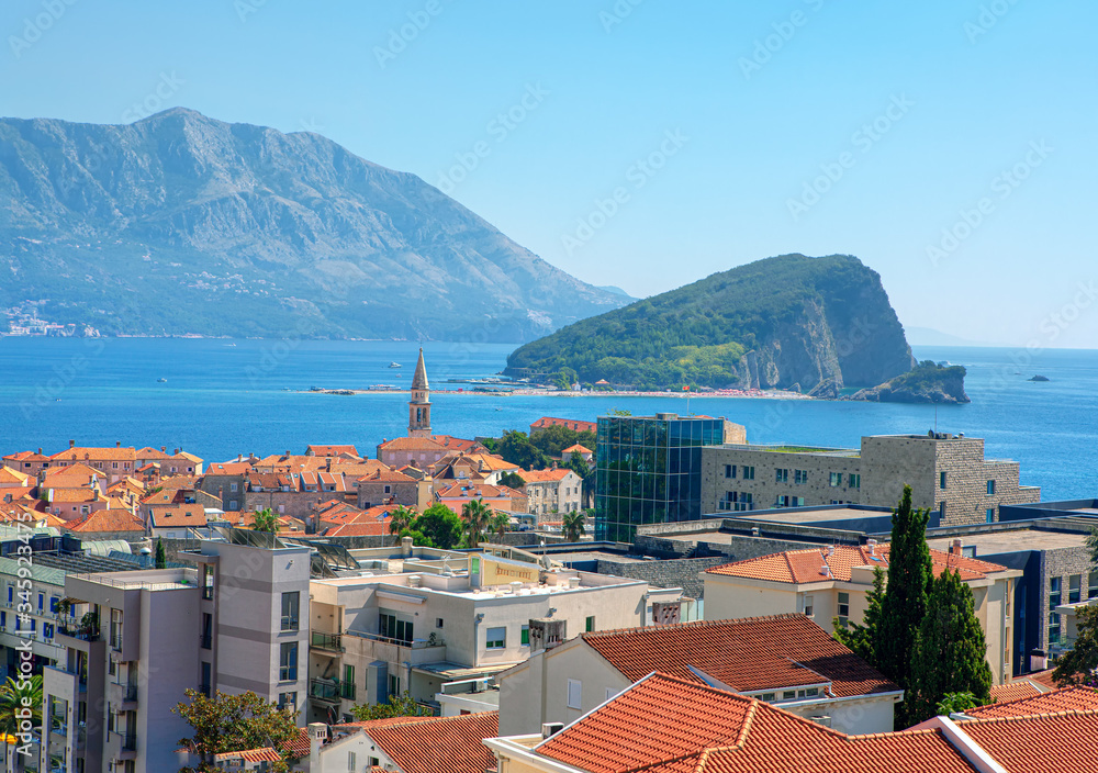 View of Budva old town and Sveti Nikola island in Montenegro Stock Photo |  Adobe Stock