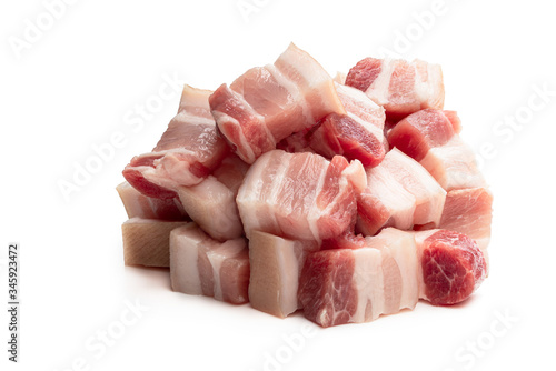 Belly pork pieces isolated on white