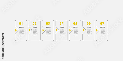 Black and Yellow Modern Style Infographics Design - Set of Minimalist Numbered Geometric Shapes, Row of Labels