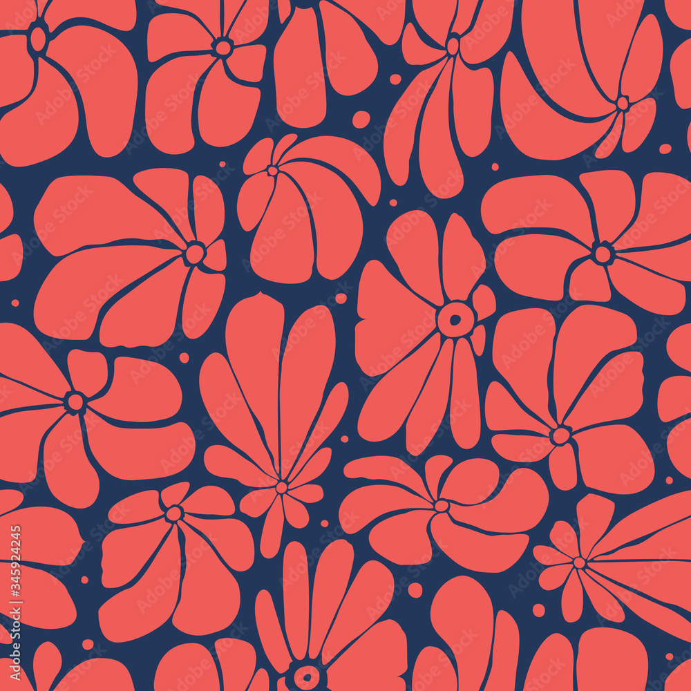 Seamless floral pattern design with stylized large blossoms Seamless floral pattern design with stylized large blossoms