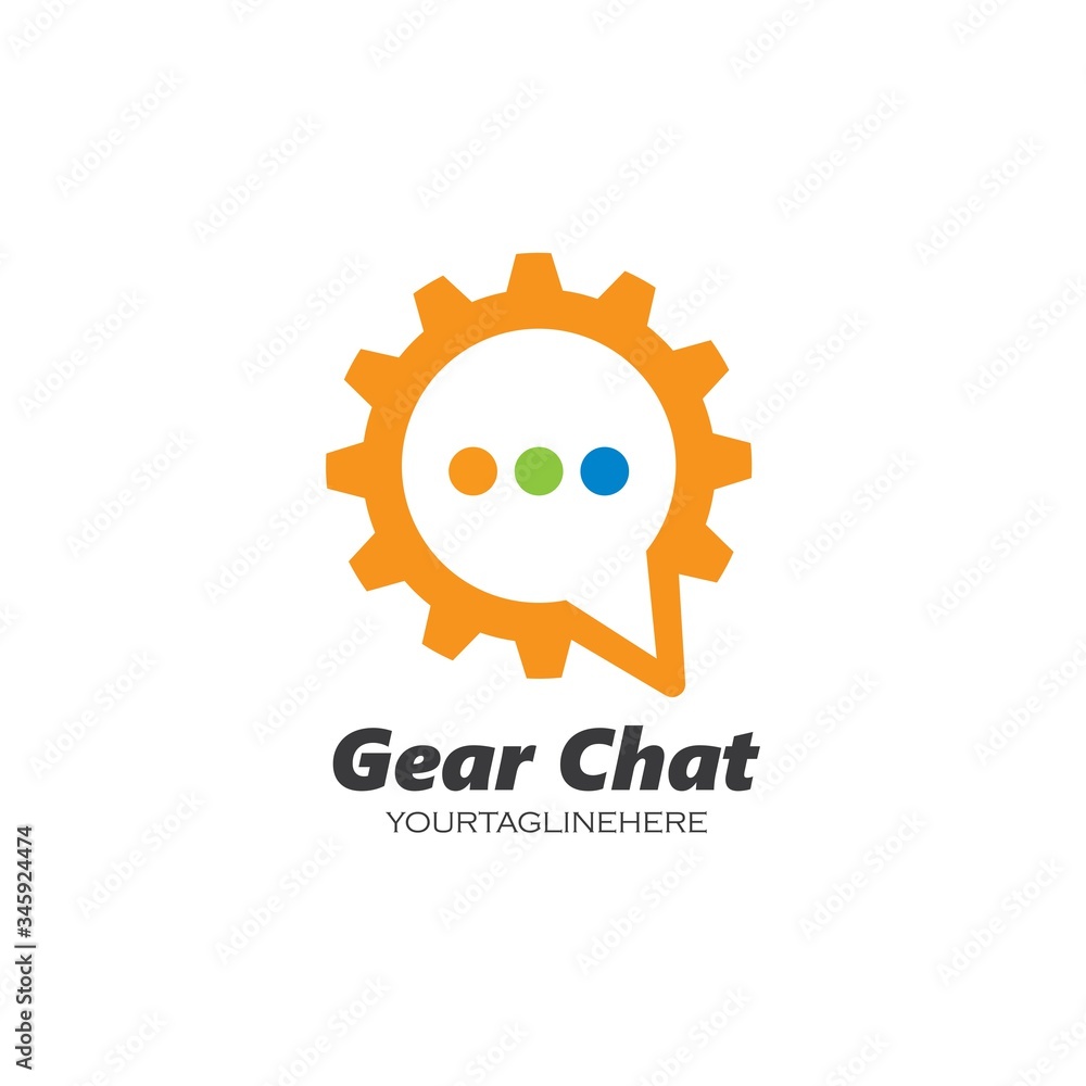 Fototapeta premium speech bubble gear concept logo icon vector