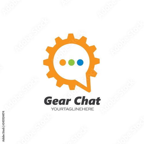 speech bubble gear concept  logo icon vector