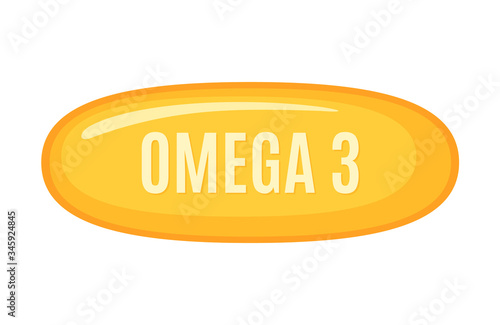 Omega 3 capsule vector icon in flat style isolated on white background.