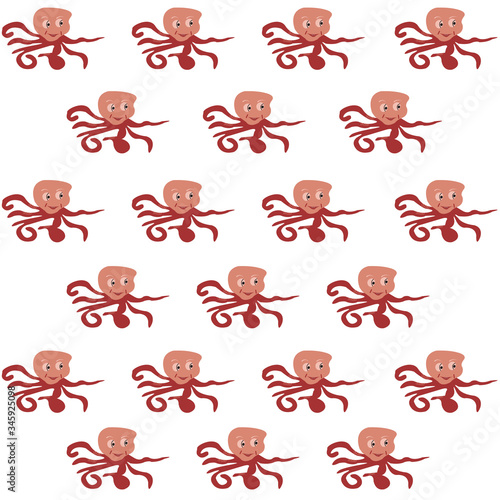 Hand drawn cartoon octopus pattern design