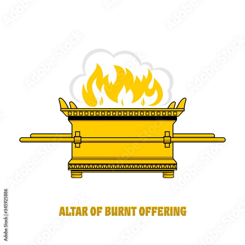 The altar of burnt offering in the tabernacle and temple of Solomon. A ritual object in the rites of the Jewish religion.