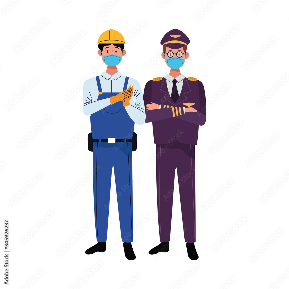 male workers using face masks for covid 19