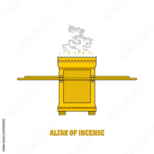 The altar of incense, installed in the tabernacle and temple of Solomon. A ritual object in the rites of the Jewish religion.