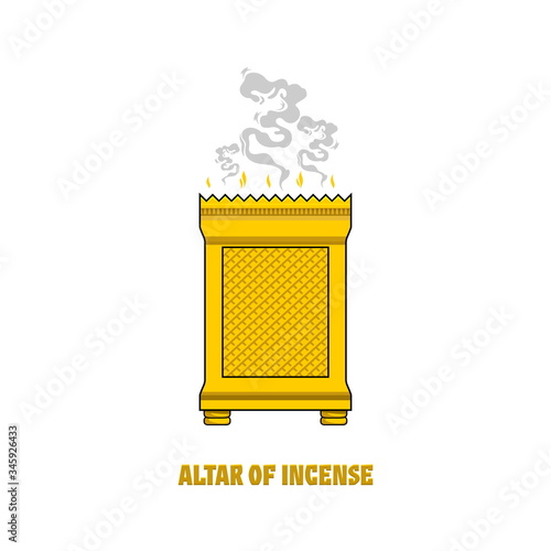 The altar of incense, installed in the tabernacle and temple of Solomon. A ritual object in the rites of the Jewish religion.