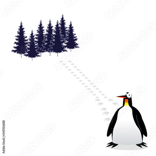 Penguins walking to its destiny