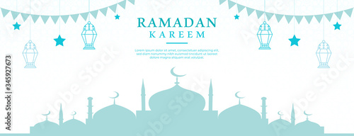 Ramadan Kareem Beautiful Banner Design With Islamic Decoration