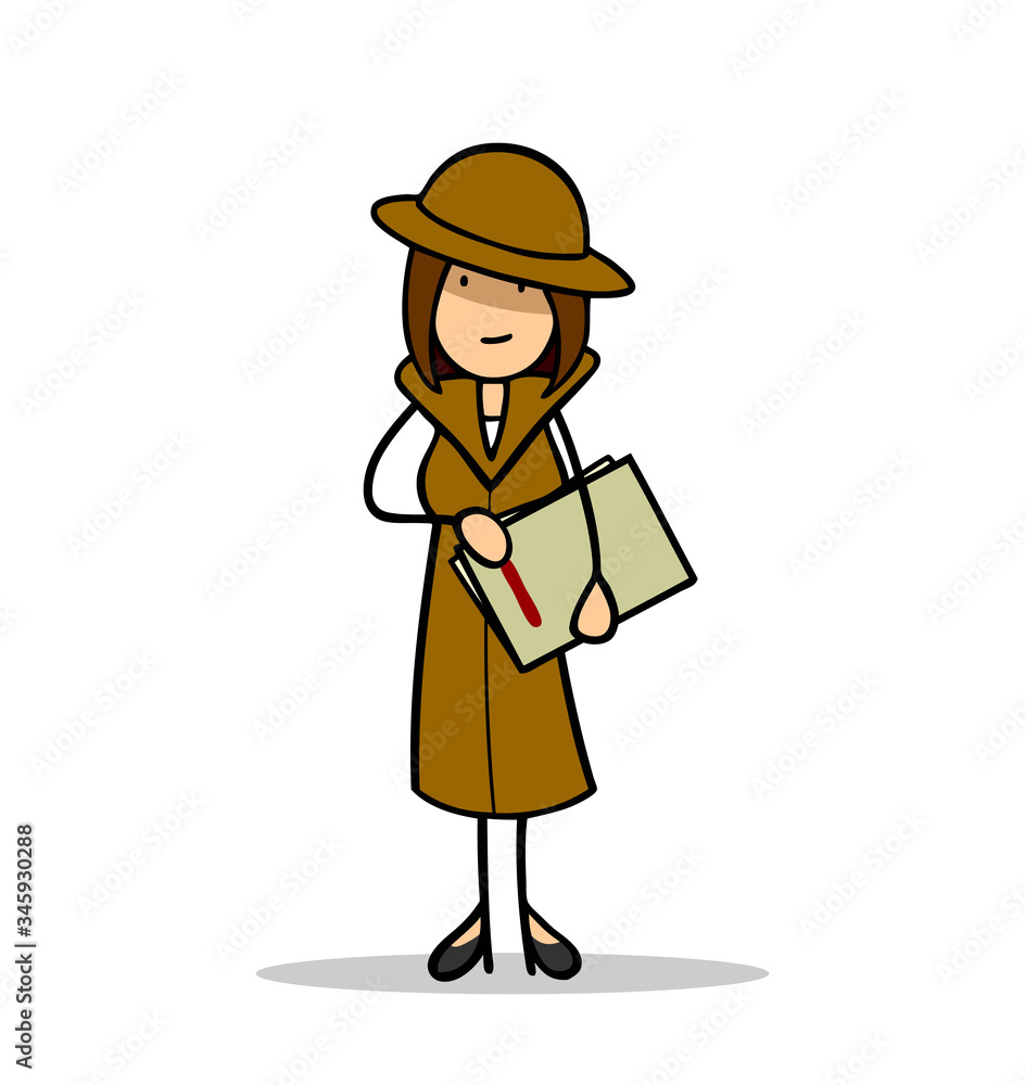 Cartoon Frau als Agentin oder Spion vom Nachrichtendienst Cartoon Frau als Agentin oder Spion vom Nachrichtendienst