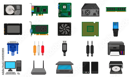 Computer hardware icon pack, icon set free vector icon