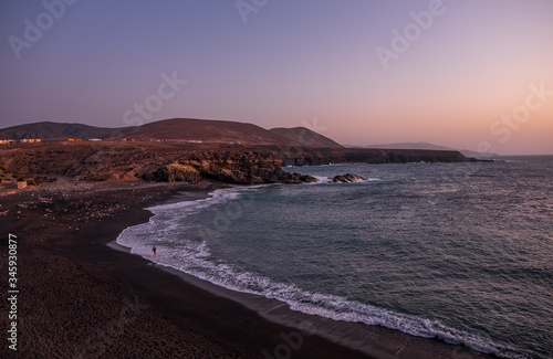 ajuy beach on Fuerteventura islans at sunset. Canary, Spain, october 2019 photo