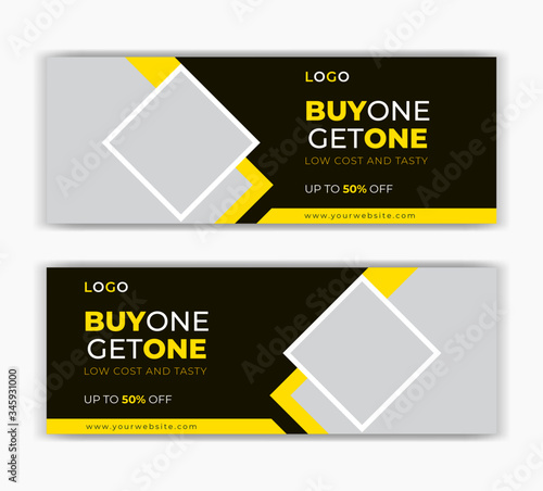 Food restaurant Buy one get one social media post facebook cover  timeline web ad  banner template