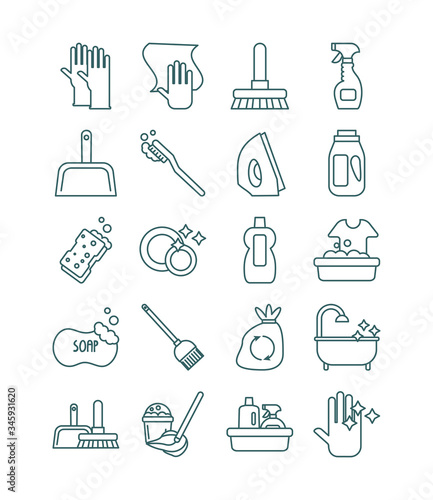 cleaning and desinfect set icons