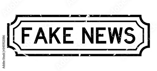 Grunge black fake news word rubber business seal stamp on white background