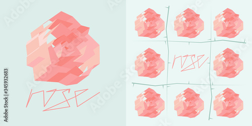 Geometric three-dimensional 3D rose. Vector graphics